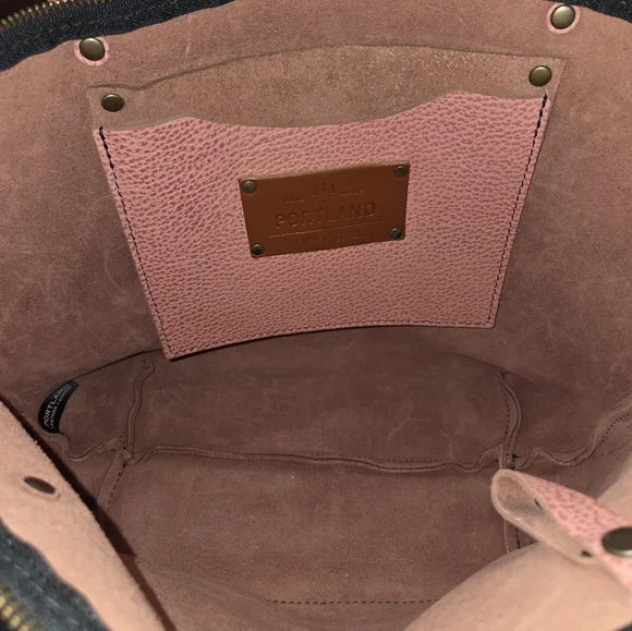 Portland Leather Goods Flamingo? Pink Pebbled Leather Large Tote Bag Purse - Picture 4 of 7